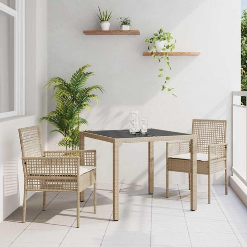 Garten Essgruppe 3 pcs Beige Poly Rattan