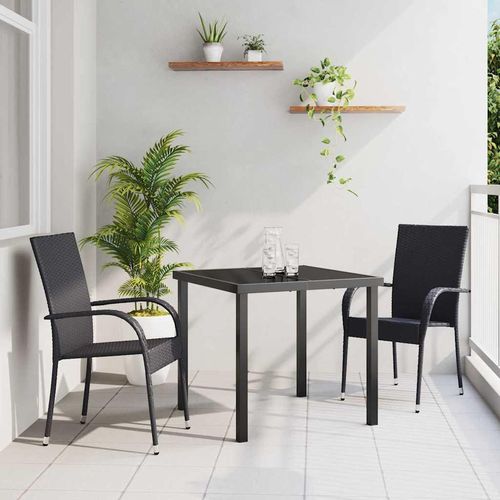 Garten Essgruppe 3 pcs Schwarz PE Rattan