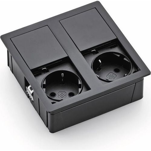 VersaHit Dual Steckdosenelement GUNMETAL - Schuko 2-fach mit Schiebedeckel / Steckdosen
