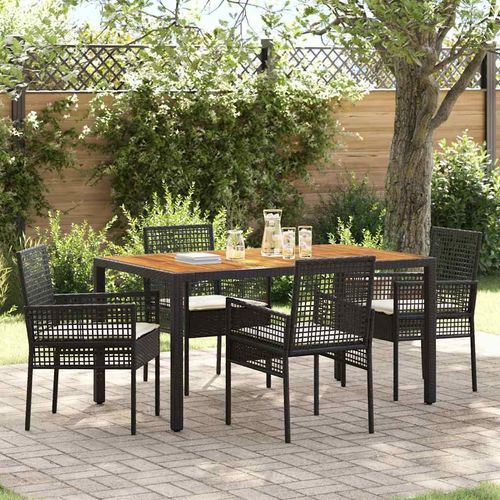 Garten Essgruppe 5 pcs Schwarz Poly Rattan