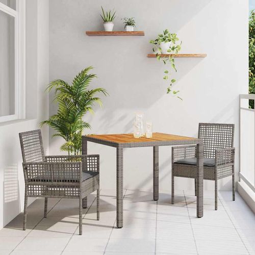 Garten Essgruppe 3 pcs Grau Poly Rattan