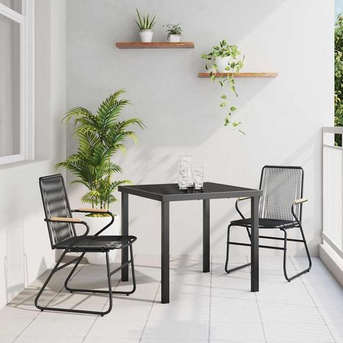 Garten Essgruppe 3 pcs Schwarz PVC-Rattan