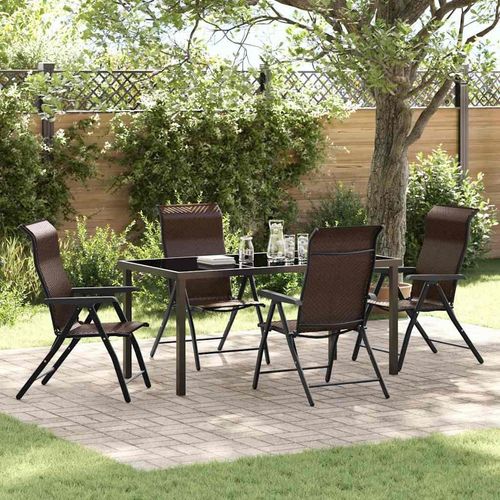 Garten Essgruppe Höhenverstellbar 5 pcs Braun Poly Rattan