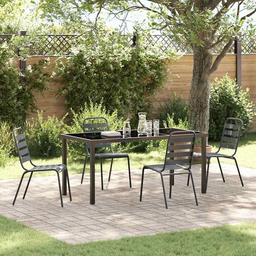 Garten Essgruppe 5 pcs Dunkelgrau Stahl
