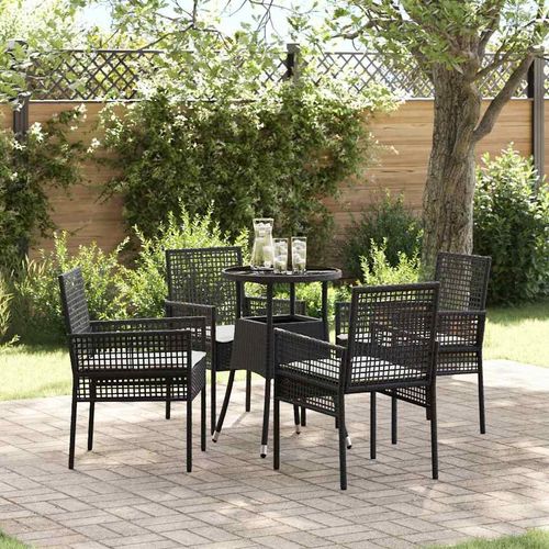 Garten Essgruppe 5 pcs Schwarz Poly Rattan