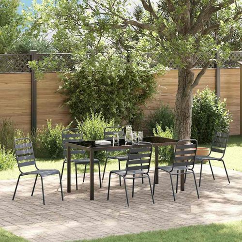Garten Essgruppe 7 pcs Dunkelgrau Stahl