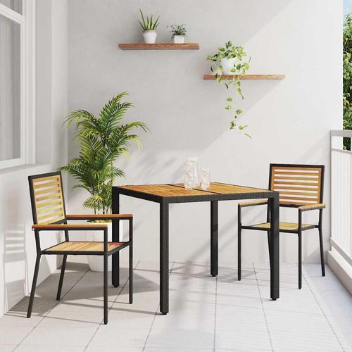 Garten Essgruppe 3 pcs Schwarz 90 x 90 x 75 cm Poly-Rattan