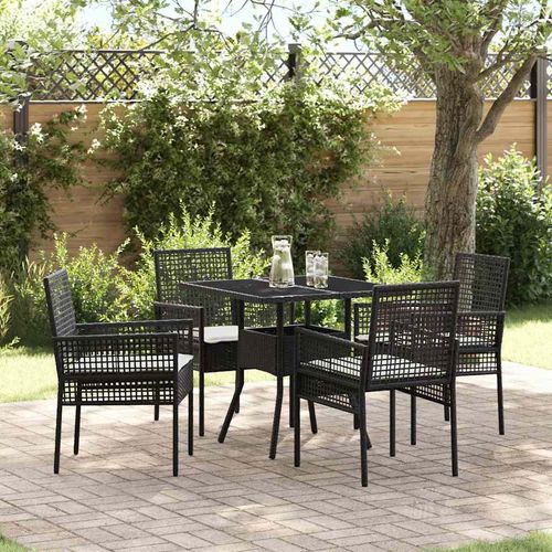 Garten Essgruppe 5 pcs Schwarz Poly Rattan