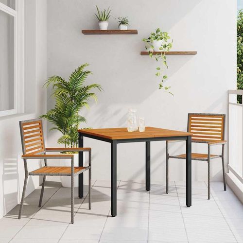 Garten Essgruppe 3 pcs Grau 90 x 90 x 75 cm Poly-Rattan