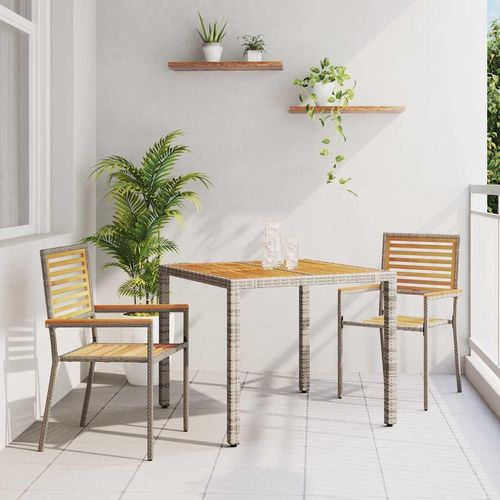 Garten Essgruppe 3 pcs Grau 90 x 90 x 75 cm Poly-Rattan