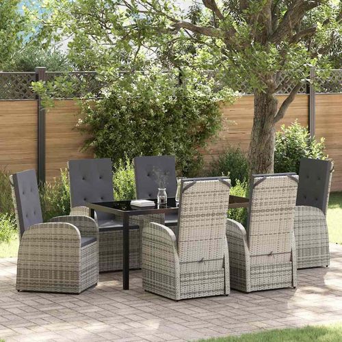 Gartenmöbelset mit Kissen 7 pcs Grau 160 x 80 x 73 cm PE Rattan