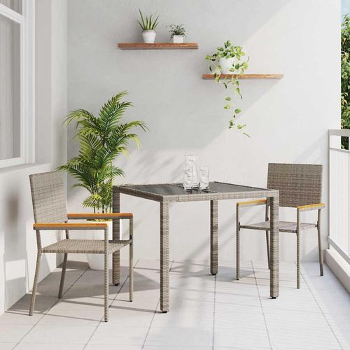 Garten Essgruppe 3 pcs Grau, Braun 90 x 90 x 75 cm Poly-Rattan