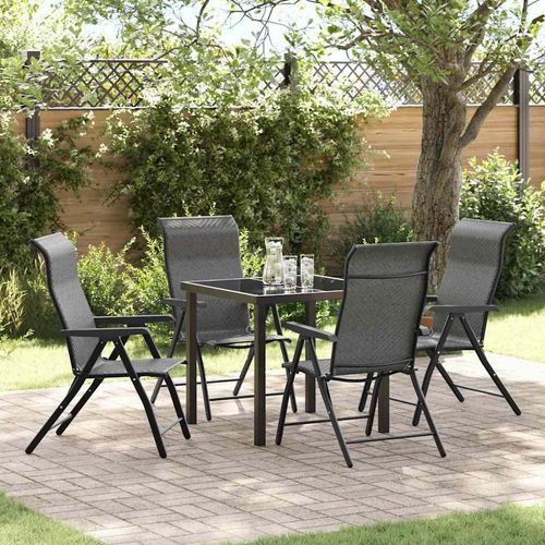Garten Essgruppe Höhenverstellbar 5 pcs Grau Poly Rattan