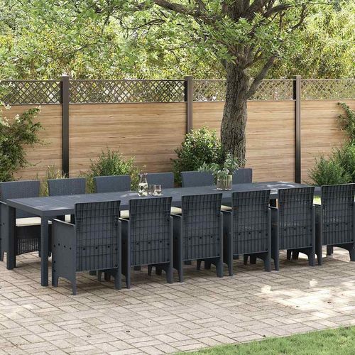 Garten Essgruppe 13 pcs Anthrazit Groß Poly-Rattan