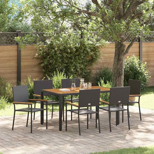 Garten Essgruppe 7 pcs Schwarz, Holz 150 x 90 x 75 cm