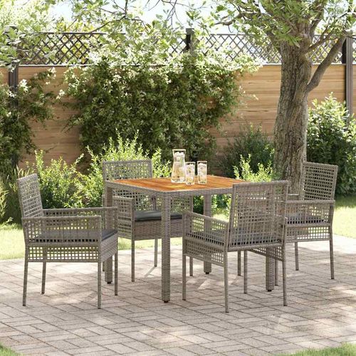 Garten Essgruppe 5 pcs Grau Poly Rattan