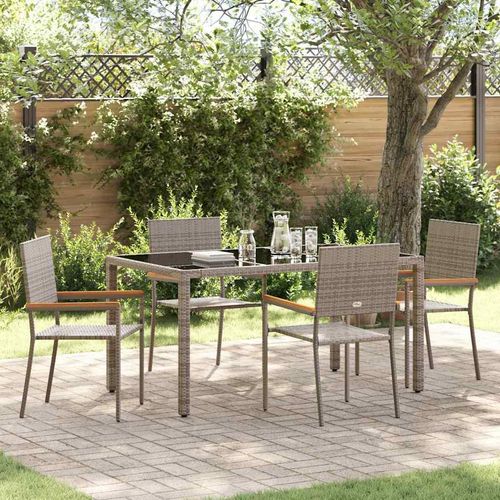 Garten Essgruppe 5 pcs Grau 150 x 90 x 75 cm Poly-Rattan