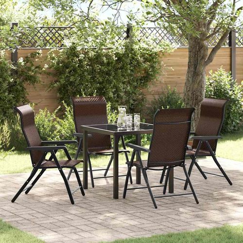 Garten Essgruppe Höhenverstellbar 5 pcs Braun Poly Rattan
