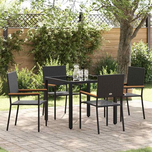 Garten Essgruppe 5 pcs Schwarz 90 x 90 x 75 cm Poly-Rattan
