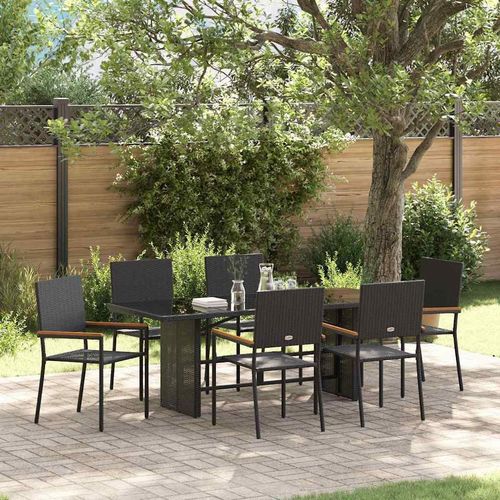 Garten Essgruppe 7 pcs Schwarz 190 x 80 x 75 cm Poly-Rattan