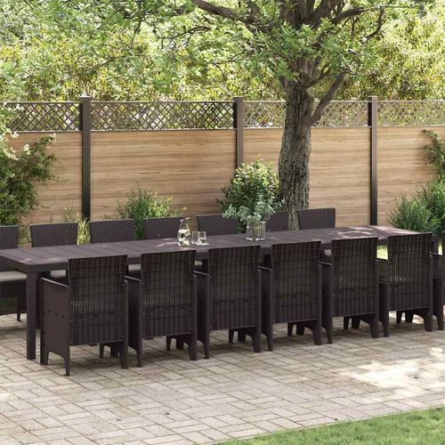 Garten Essgruppe 15 pcs Braun 14-Sitzer Poly-Rattan
