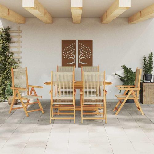 Klappbarer Gartentisch 7 pcs Beige