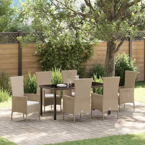 Garten Essgruppe 7 pcs Beige Schwarz 160 x 80 x 73 cm