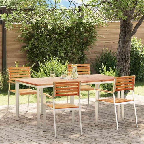 Garten Essgruppe 5 pcs Braun Massives Teakholz & Edelstahl
