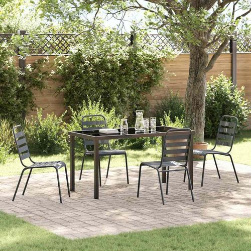 Garten Essgruppe 5 pcs Dunkelgrau Stahl