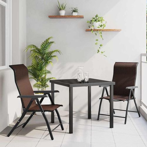 Garten Essgruppe Höhenverstellbar 3 pcs Braun Poly Rattan