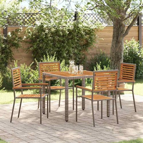 Garten Essgruppe 5 pcs Grau 90 x 90 x 75 cm Poly-Rattan