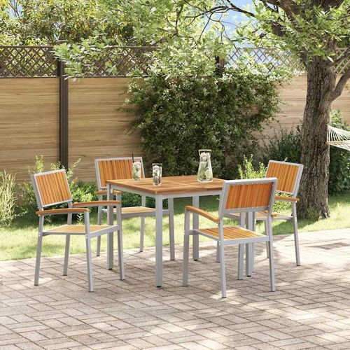 Garten Essgruppe 5 pcs Grau und Braun 90 x 90 x 75 cm