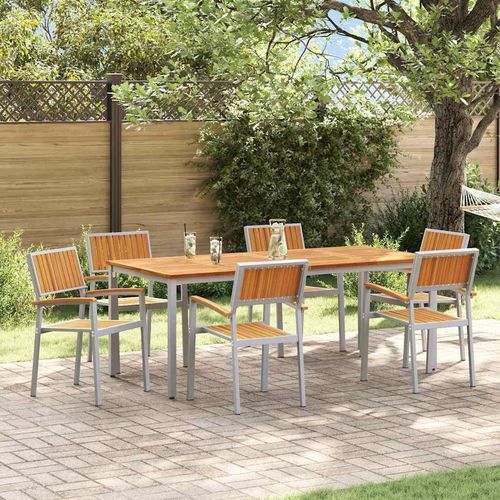 Garten Essgruppe 7 pcs Grau und Braun 200 x 90 x 75 cm
