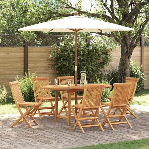 Garten Essgruppe 7 pcs Braun 160 x 80 x 75 cm Teak-Massivholz