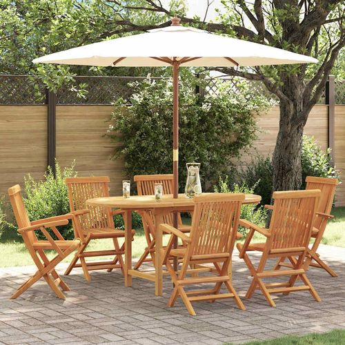 Garten Essgruppe 7 pcs Braun 160 x 80 x 75 cm Teak-Massivholz