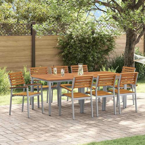 Garten Essgruppe 9 pcs Grau und Braun 200 x 90 x 75 cm