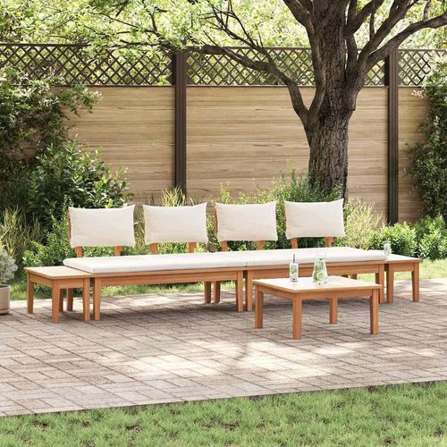 Gartenbänke Set mit Kissen mit Speicher 5 pcs Braun, Creme