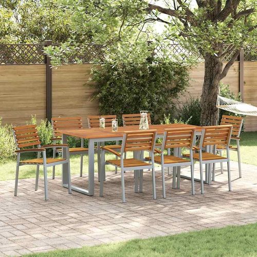 Garten Essgruppe 5 pcs Grau und Braun Akazie Massivholz