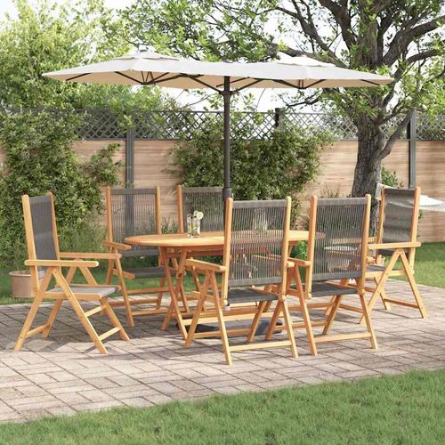 vidaXL Faltbarer Gartentisch 7 pcs Grau