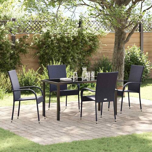 Garten Essgruppe 5 pcs Schwarz PE Rattan
