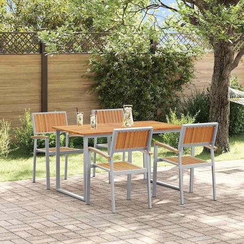 Garten Essgruppe 5 pcs Grau und Braun 140 x 80 x 75 cm