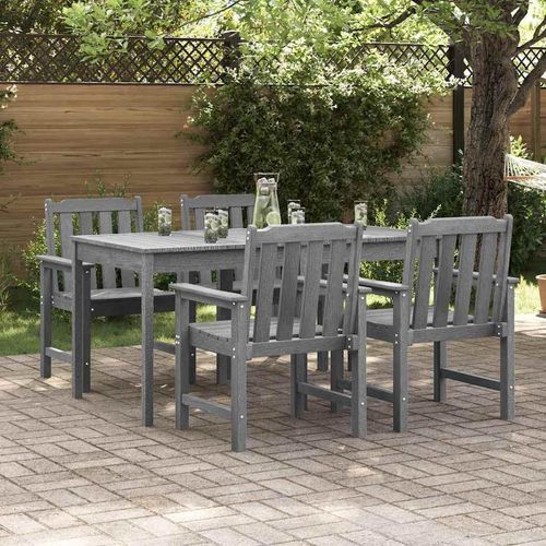 Garten-Esszimmerstühle 4 Stück hellgrau 65,5x55,5x88 cm HDPE