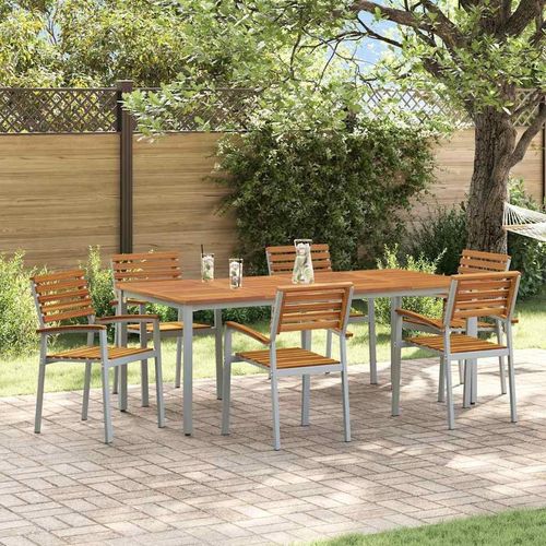 Garten Essgruppe 7 pcs Grau und Braun 200 x 90 x 75 cm