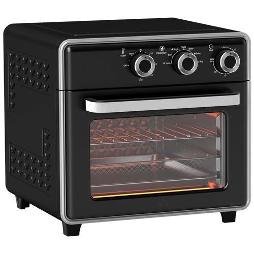 FORSMANO 20L Mini Backofen mit Umluft, 1400W Ofen mit Backblech & Grillrost, 5 Modi, Timer, Innenbeleuchtung, Krümelblech, 36 × 37,7 × 34,5 cm