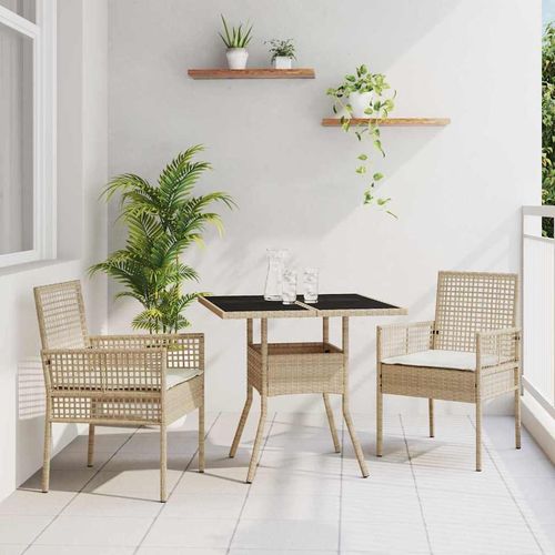 Garten Essgruppe 3 pcs Beige Poly Rattan