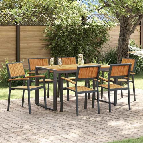 Garten Essgruppe 7 pcs Schwarz und Braun 140 x 80 x 75 cm