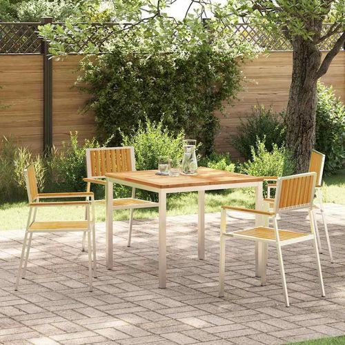 Garten Essgruppe 5 pcs Braun Teak-Massivholz