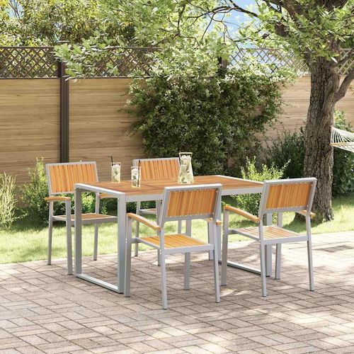 Garten Essgruppe 5 pcs Grau und Braun 140 x 80 x 75 cm