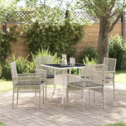 Garten Essgruppe 5 pcs Grau Poly Rattan