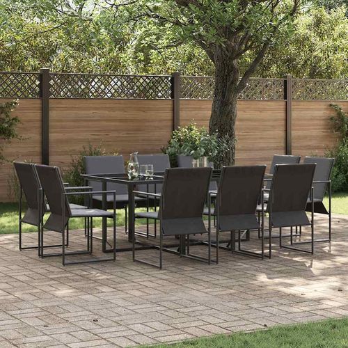 Garten Essgruppe 11 pcs Schwarz Stahl